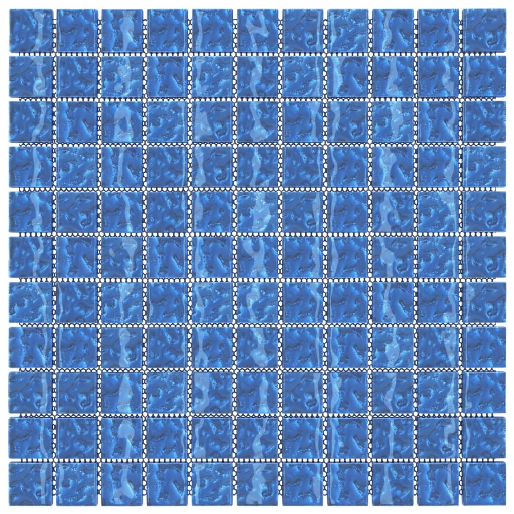 vidaXL Mozaik Karo 11 adet Mavi 30x30 cm Cam