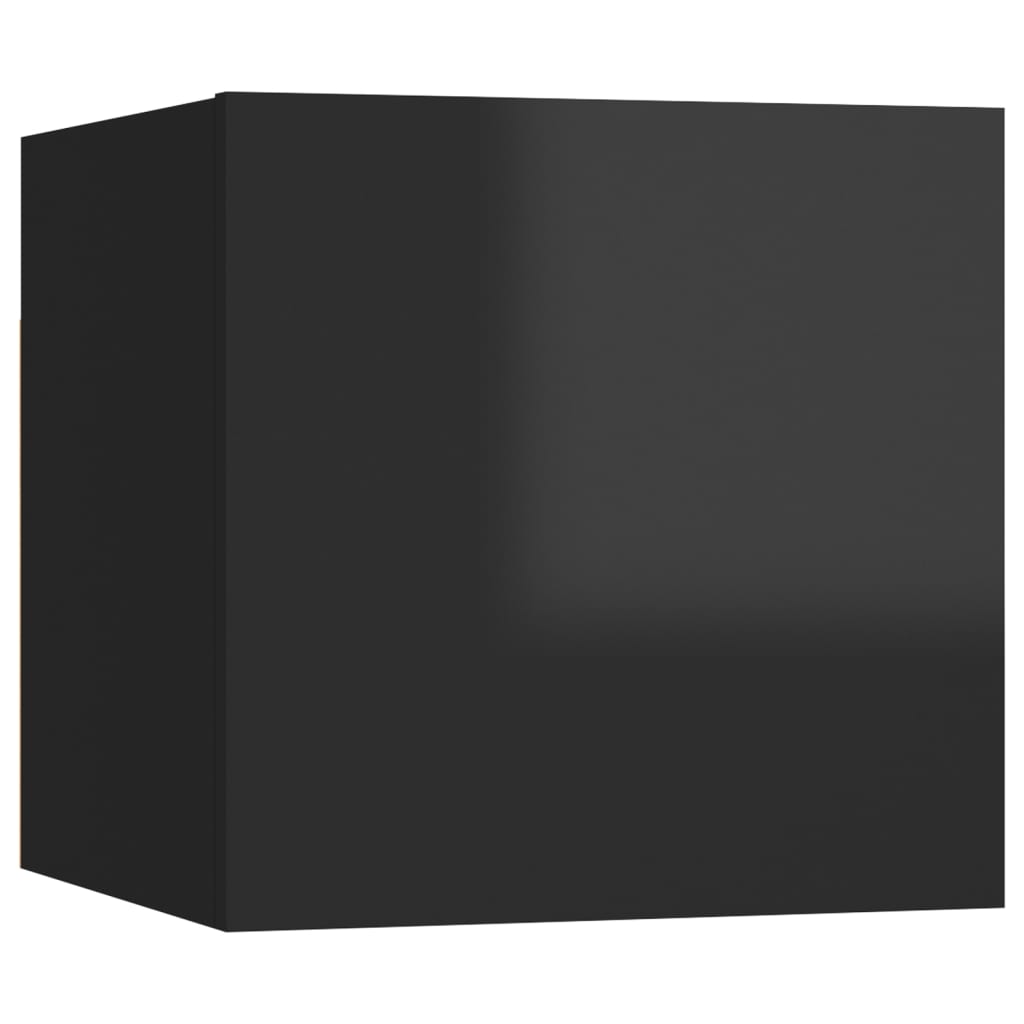 vidaXL Duvara Monte TV Ünitesi Parlak Siyah 30,5x30x30 cm