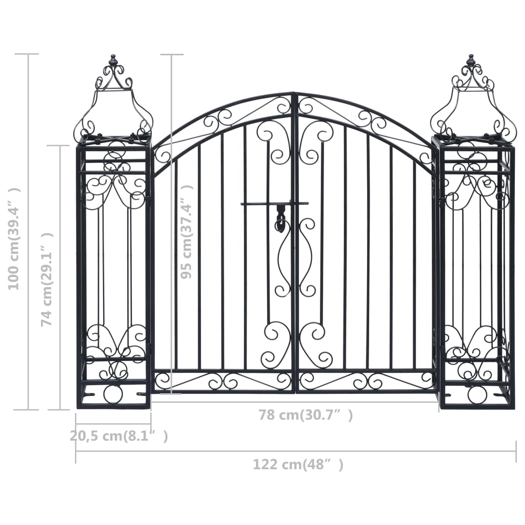 vidaXL Dekoratif Bahçe Kapısı 122x20,5x160 cm Ferforje