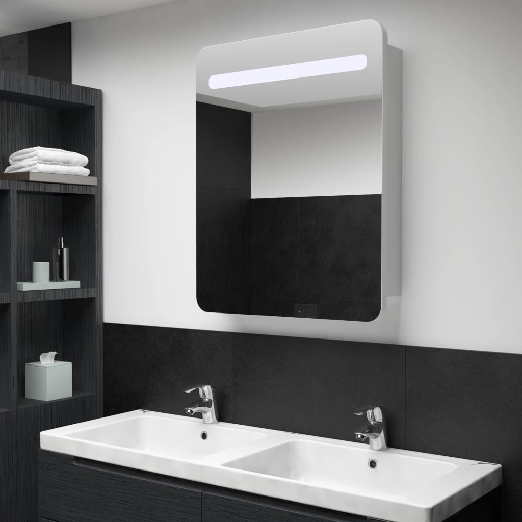 vidaXL LED Işıklı Aynalı Banyo Dolabı 60x11x80 cm