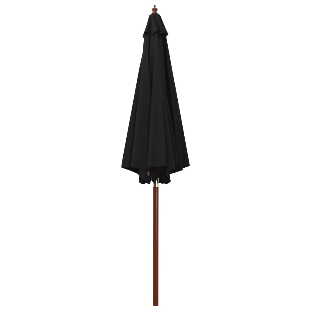 vidaXL Ahşap Gövdeli Güneş Şemsiyesi Siyah 300x258 cm