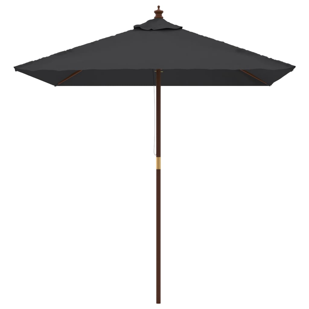 vidaXL Ahşap Direkli Bahçe Şemsiyesi Siyah 198x198x231 cm