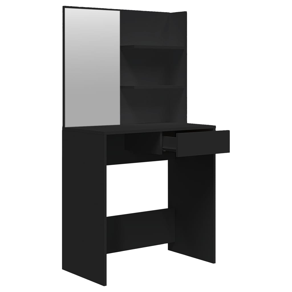 vidaXL Aynalı Makyaj Masası Siyah 74,5x40x141 cm