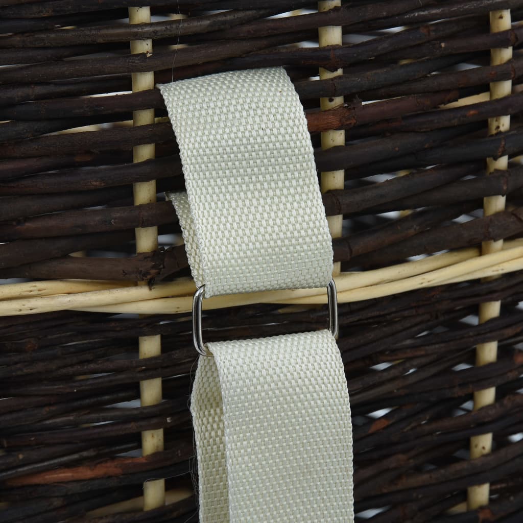 vidaXL Sırt Tipi Odun Sepeti Taşıma Kayışlı 50x44x58 cm Doğal Söğüt