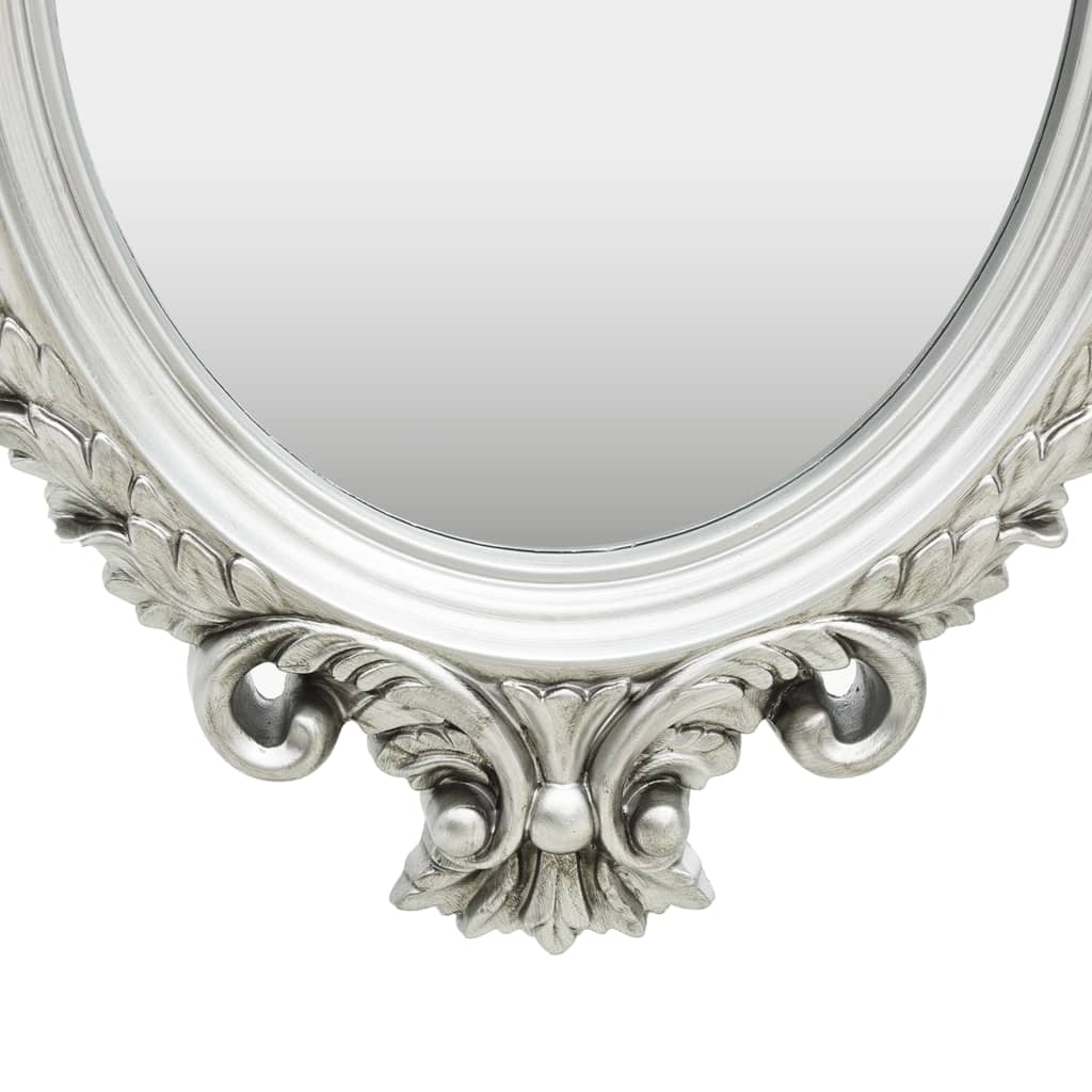 vidaXL Duvar Aynası Gümüş Rengi 56x76 cm Kale Stili