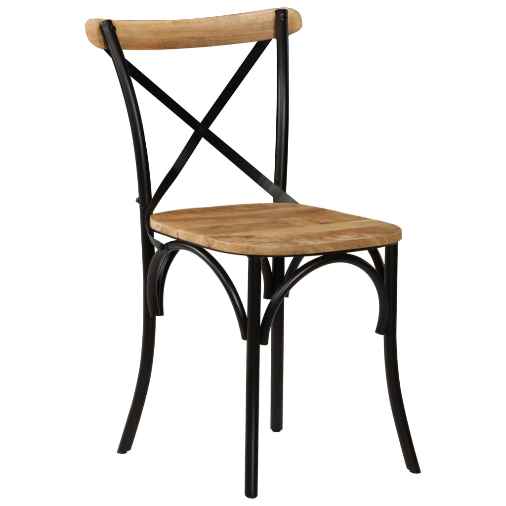 vidaXL Çapraz Sandalye 2 Adet Siyah Masif Mango Ağacı