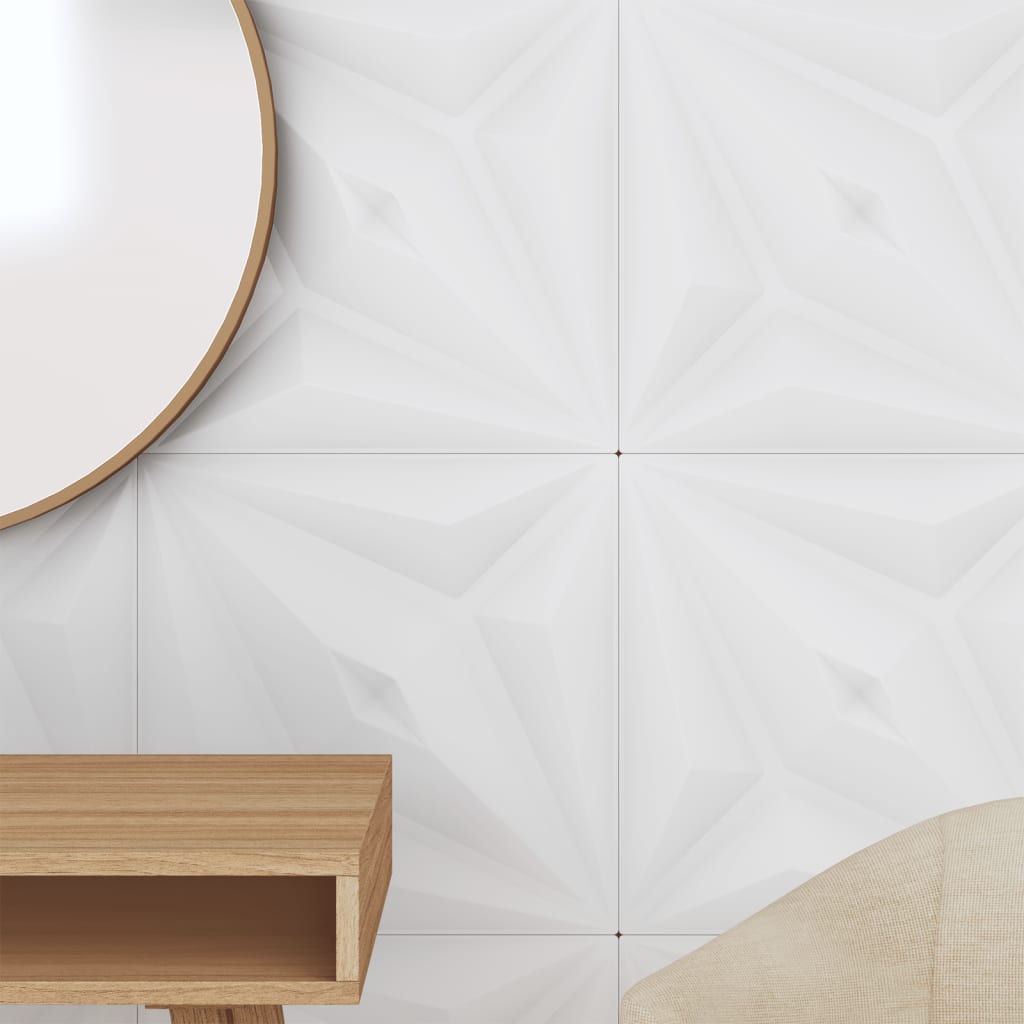 vidaXL Duvar Paneli 48 adet Beyaz 50x50 cm EPS 12 m² Yıldız Deseni