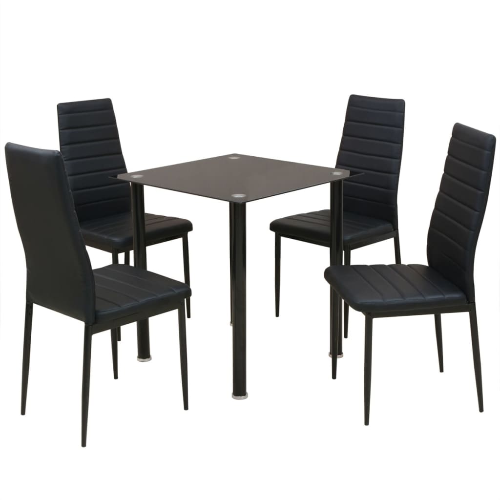 vidaXL Beş Parça Yemek Masası ve Sandalye Takımı Siyah