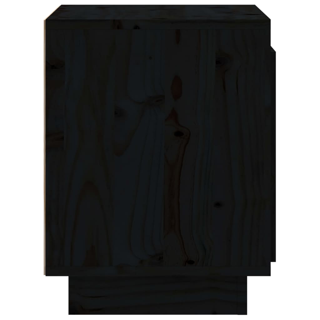 vidaXL Komodin Siyah 40x30x40 cm Masif Çam Ağacı