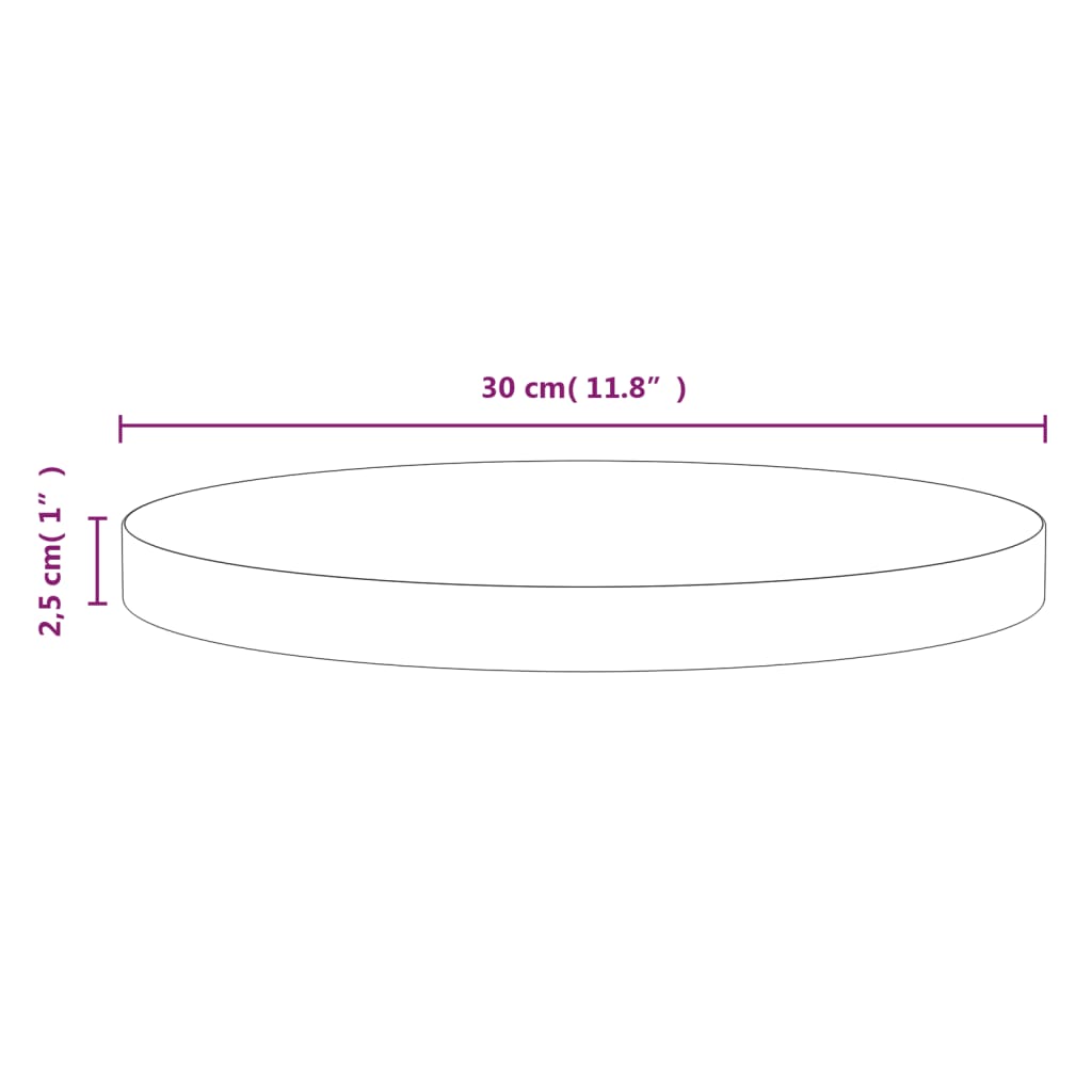 vidaXL Masa Tablası Beyaz Ø30x2,5 cm Masif Çam Ağacı