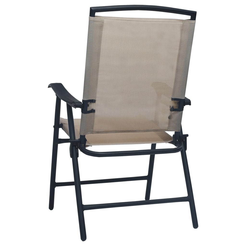 vidaXL Katlanır Bahçe Sandalyesi 2 Adet Taupe Tekstilen