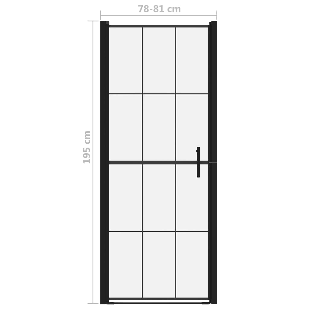 vidaXL Duş Kapısı Siyah 81x195 cm Temperli Cam