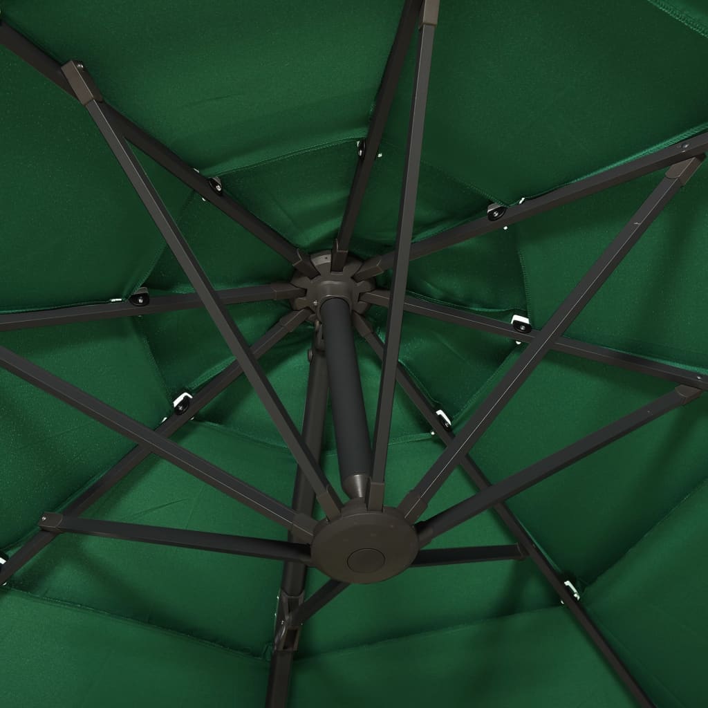 vidaXL 4 Katlı Alüminyum Gövdeli Bahçe Şemsiyesi Yeşil 3x3 m