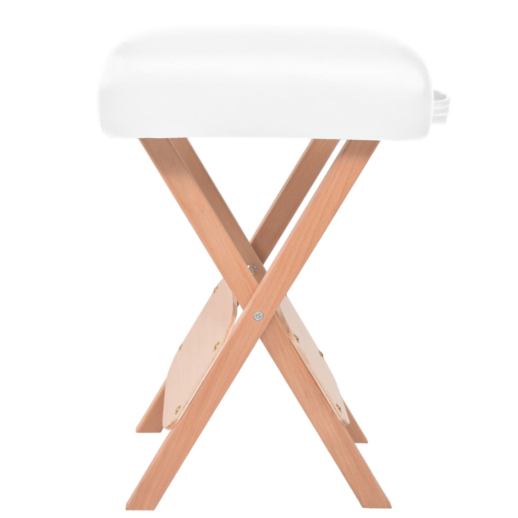 vidaXL 3 Bölümlü Çanta Tipi Masaj Masası Tabureli Beyaz 10 cm Kalınlık
