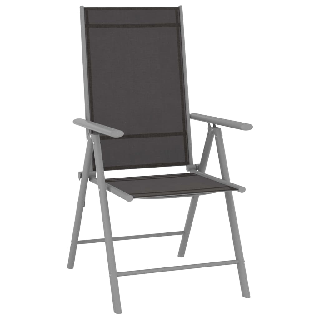 vidaXL Katlanır Bahçe Sandalyesi 2 Adet Siyah Tekstilen