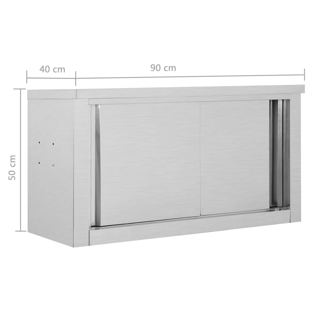 vidaXL Sürgülü Kapaklı Mutfak Duvar Dolabı 90x40x50 cm Paslanmaz Çelik