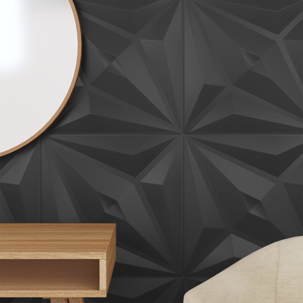 vidaXL Duvar Paneli 48 adet Siyah 50x50 cm EPS 12 m² Yıldız Deseni
