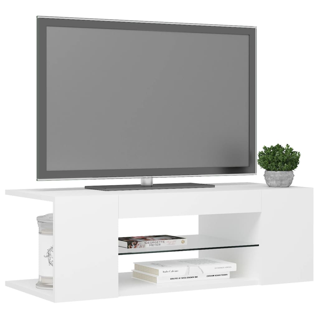 vidaXL LED Işıklı TV Ünitesi Beyaz 90x39x30 cm