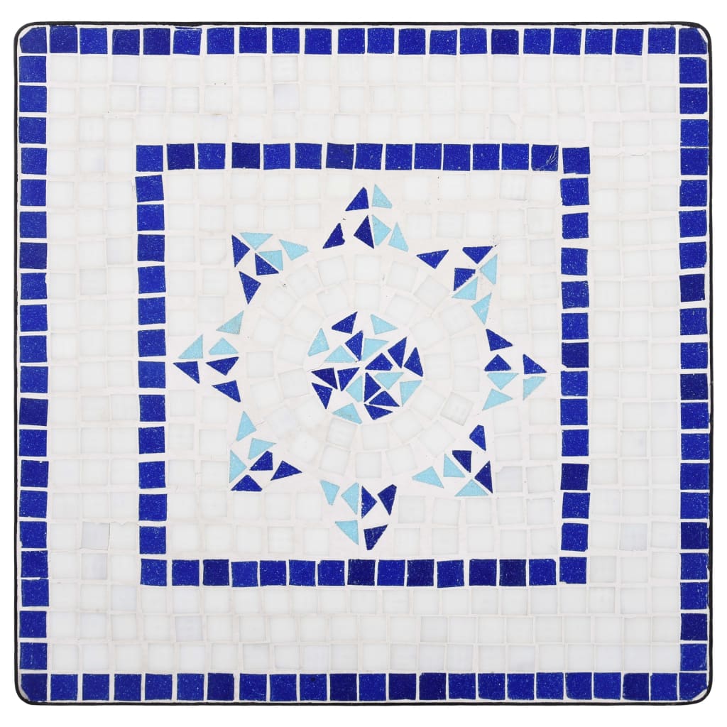 vidaXL Mozaik Bistro Masa Mavi Beyaz 60 cm Seramik