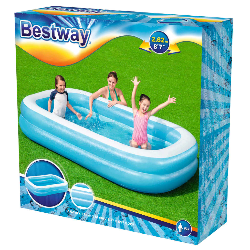 Bestway Şişme Aile Havuzu Mavi ve Beyaz 262x175x51cm Dikdörtgen