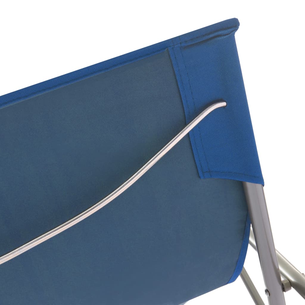 vidaXL Katlanır Plaj Sandalyesi 2 Adet Mavi Çelik ve Oxford Kumaş