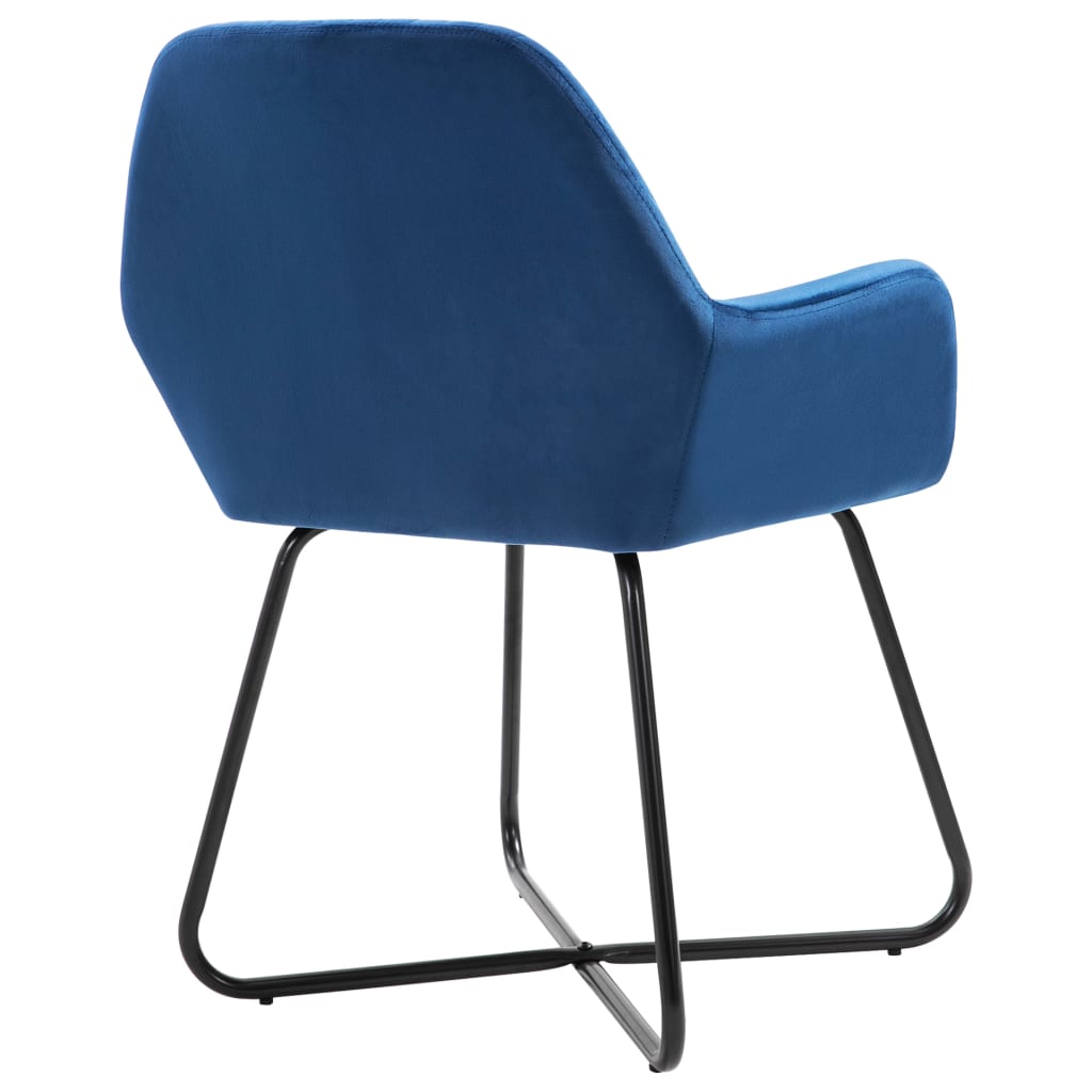 vidaXL Yemek Sandalyesi 2 Adet Mavi Kadife