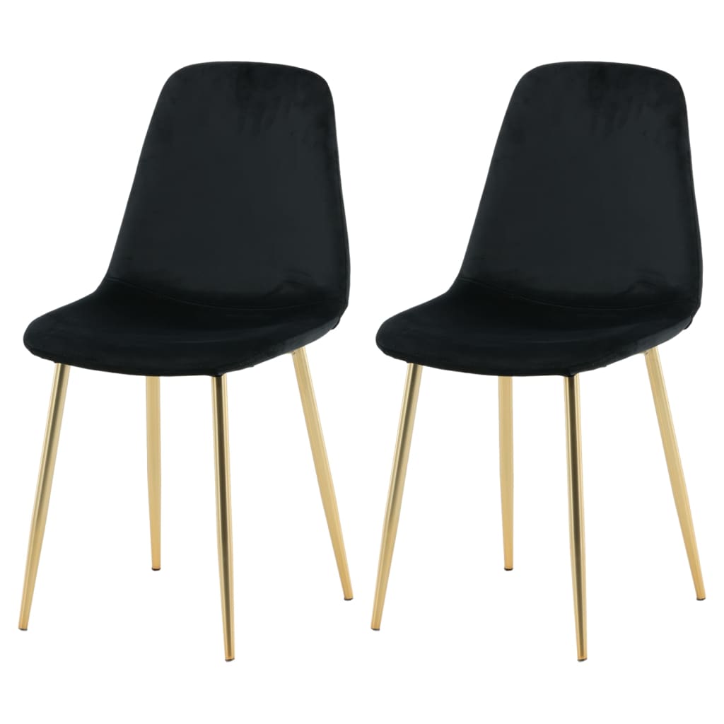 Venture Home Yemek Sandalyesi 2 Adet Siyah ve Pirinç Polar Kadife