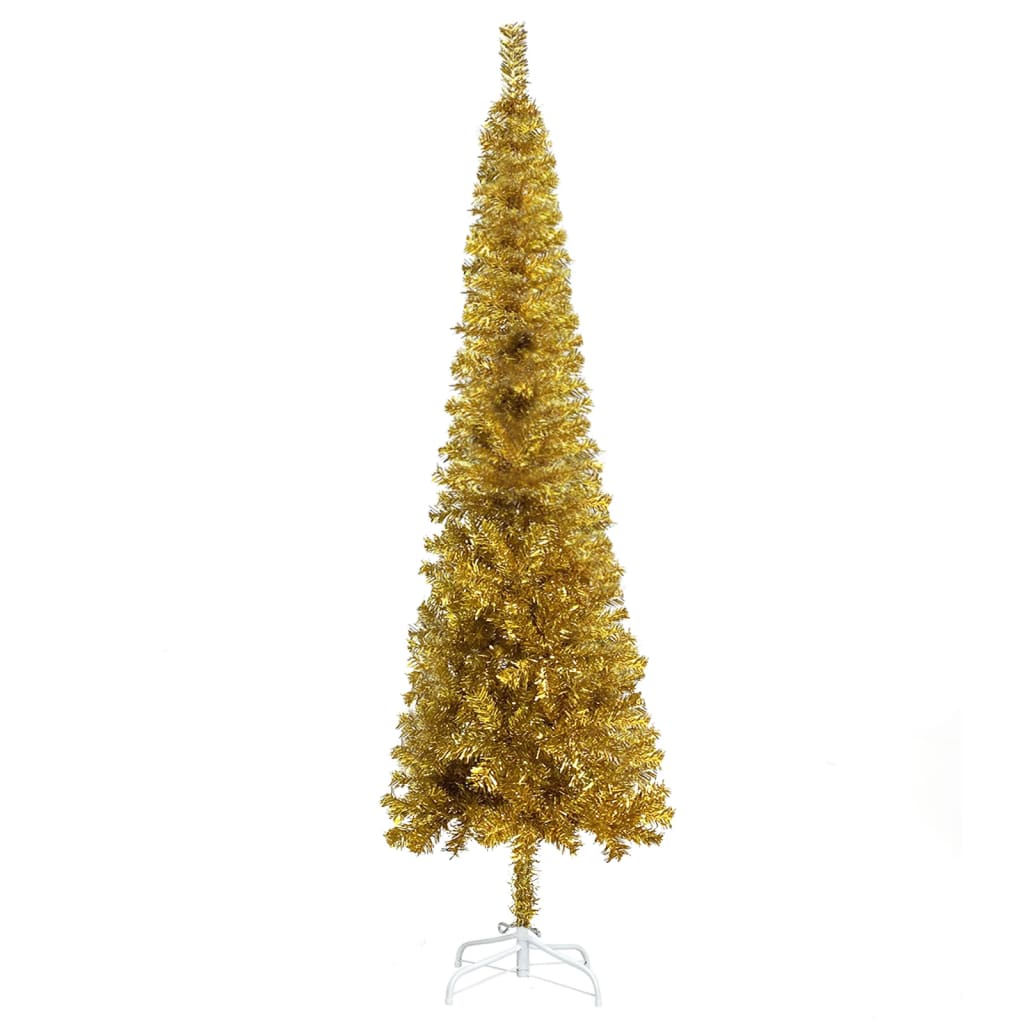 vidaXL İnce Yapay Yılbaşı Ağacı Altın Rengi 150 cm