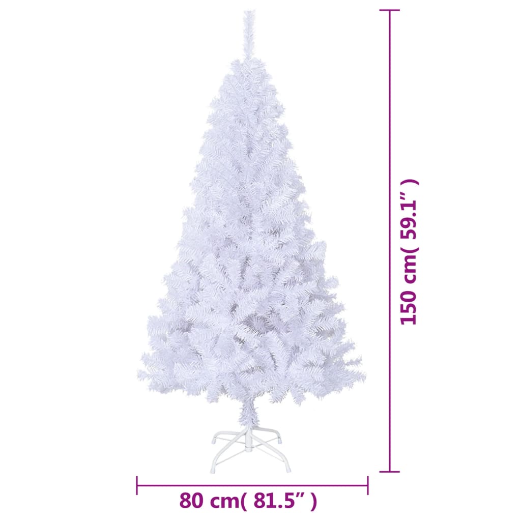 vidaXL Yapay Yılbaşı Ağacı Kalın Dallı Beyaz 150 cm PVC