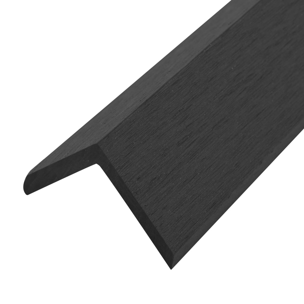 vidaXL 5 Adet Köşebent Profili Siyah 170 cm WPC