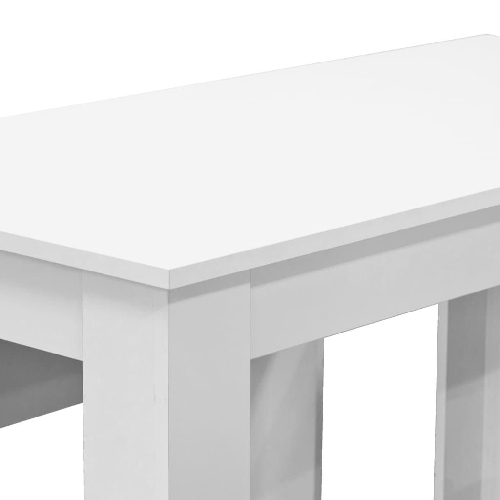 vidaXL Banklı Yemek Masası 3 Parça Sunta Beyaz