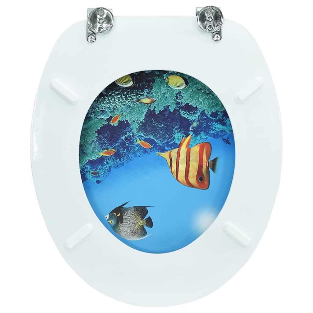 vidaXL Tuvalet Kapağı Kapaklı MDF Derin Deniz Tasarımı