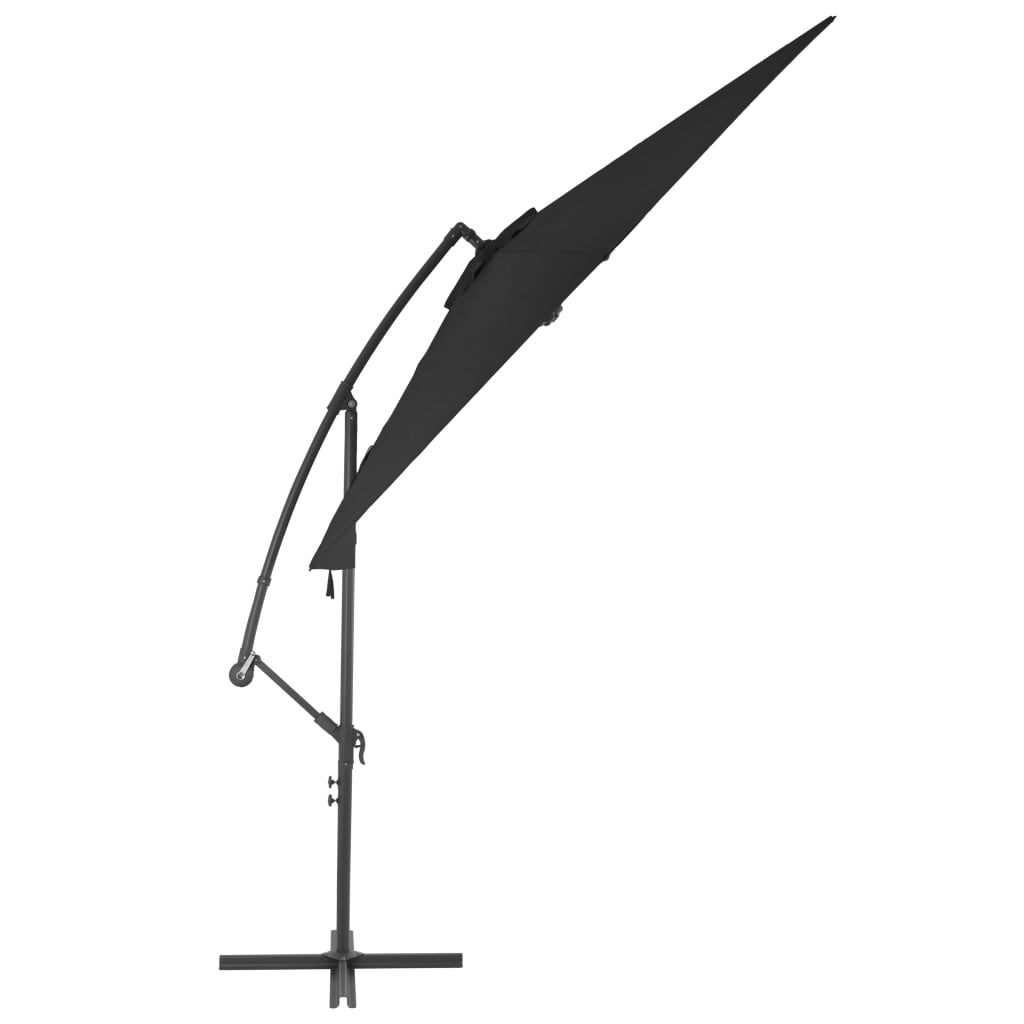 vidaXL Yandan Gövdeli Alüminyum Şemsiye Siyah 300 cm