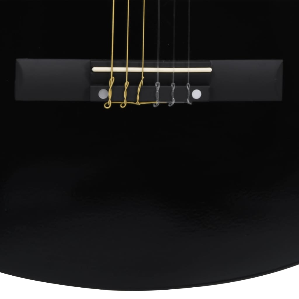 vidaXL 12 Parça 6 Telli Akustik Kesik Kasa Gitar Seti Siyah 98 cm