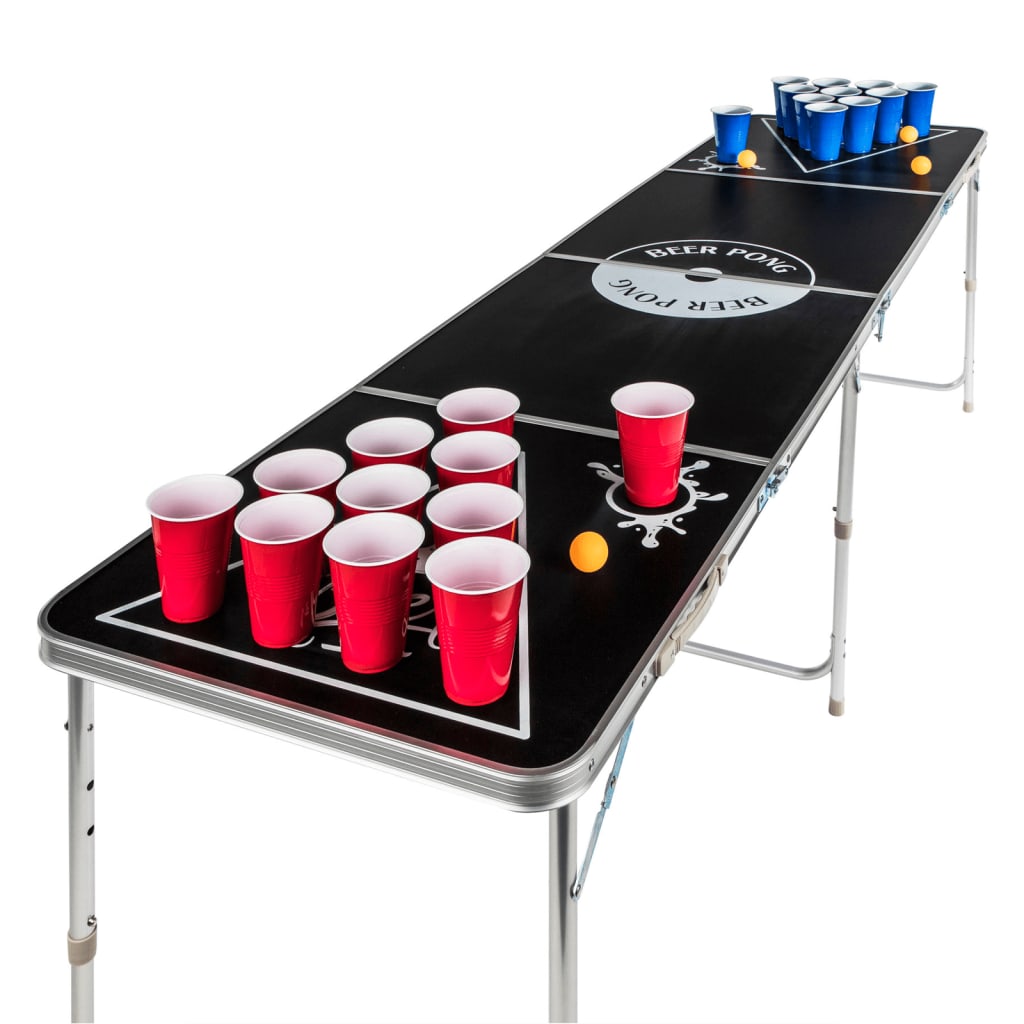 HI Katlanır Beer Pong Masası Yüksekliği Ayarlanabilir Siyah