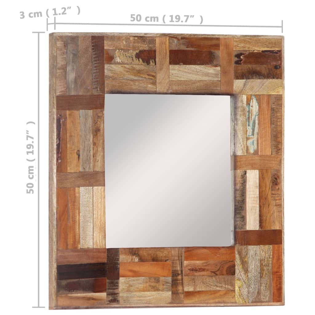 vidaXL Duvar Aynası 50x50 cm Masif Ahşap