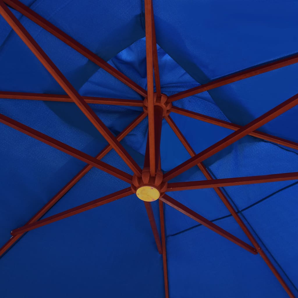 vidaXL Yandan Gövdeli Şemsiye Ahşap Direkli Mavi 400x300 cm