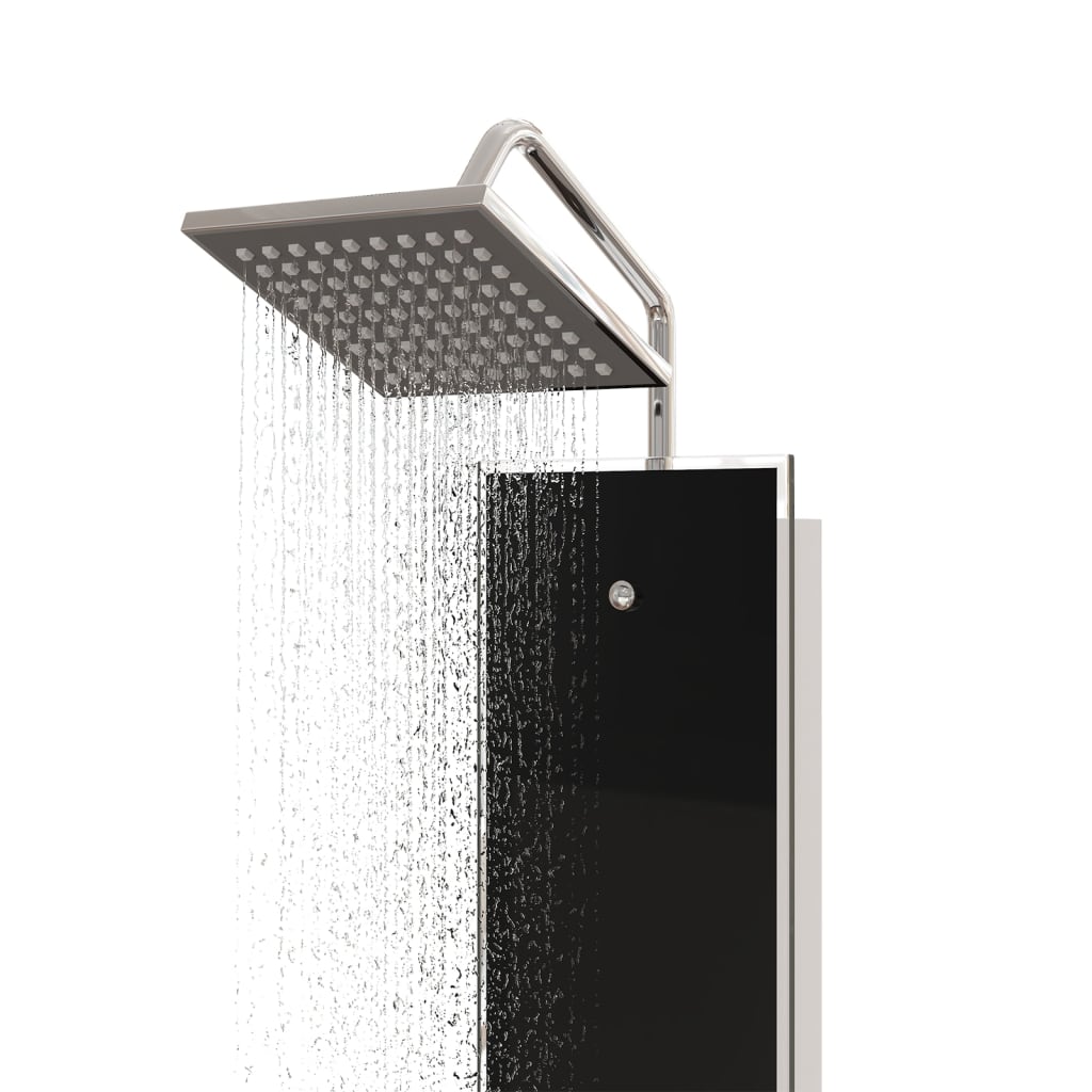 vidaXL Duş Paneli Ünitesi Siyah 18x45,5x130 cm Cam
