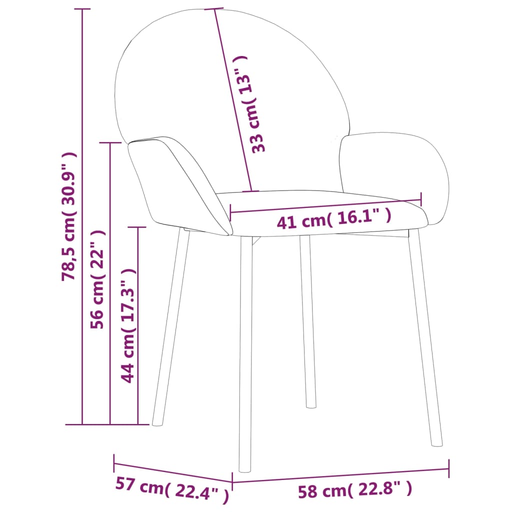 vidaXL Yemek Sandalyesi 2 Adet Pembe Kadife