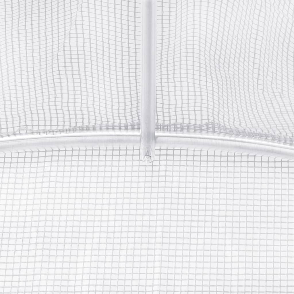 vidaXL Çelik İskeletli Sera Beyaz 10 m² 5x2x2,3 m