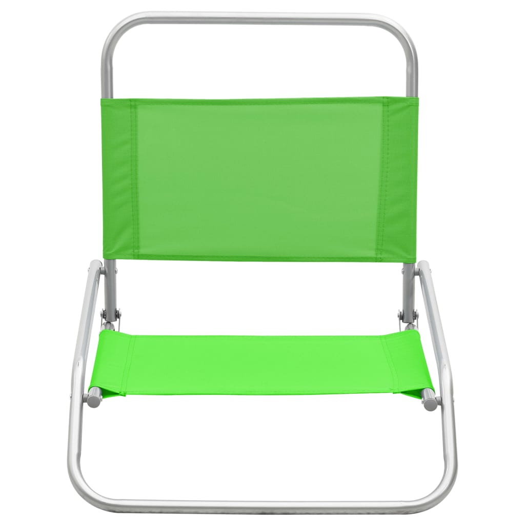vidaXL Katlanır Plaj Sandalyesi 2 Adet Yeşil Kumaş
