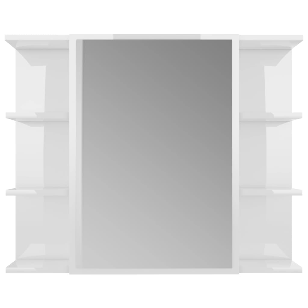 vidaXL Aynalı Banyo Üst Dolabı Parlak Beyaz 80x20,5x64 cm Sunta