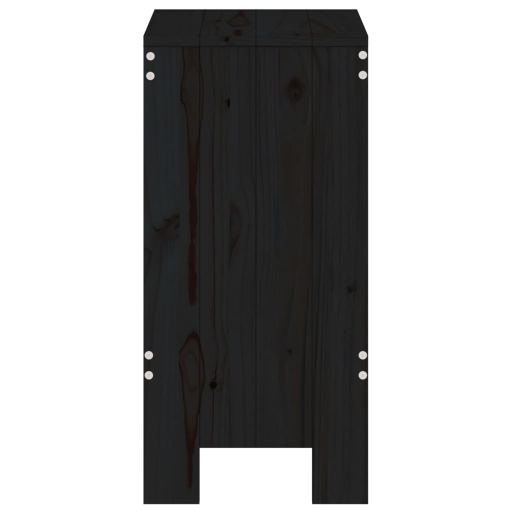 vidaXL Bar Taburesi 2 Adet Siyah 40x36x75 cm Masif Çam Ağacı