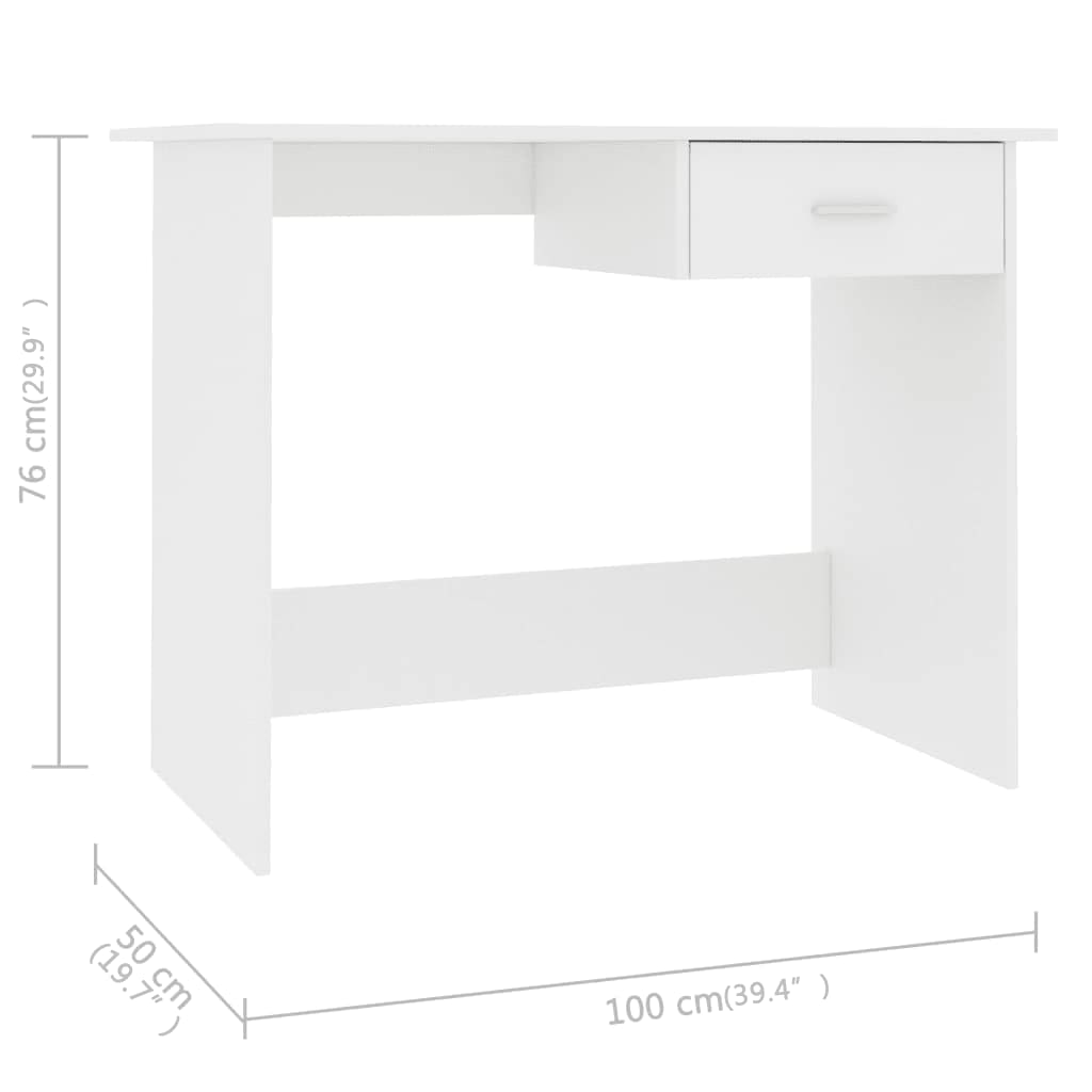 vidaXL Çalışma Masası Beyaz 100x50x76 cm Sunta