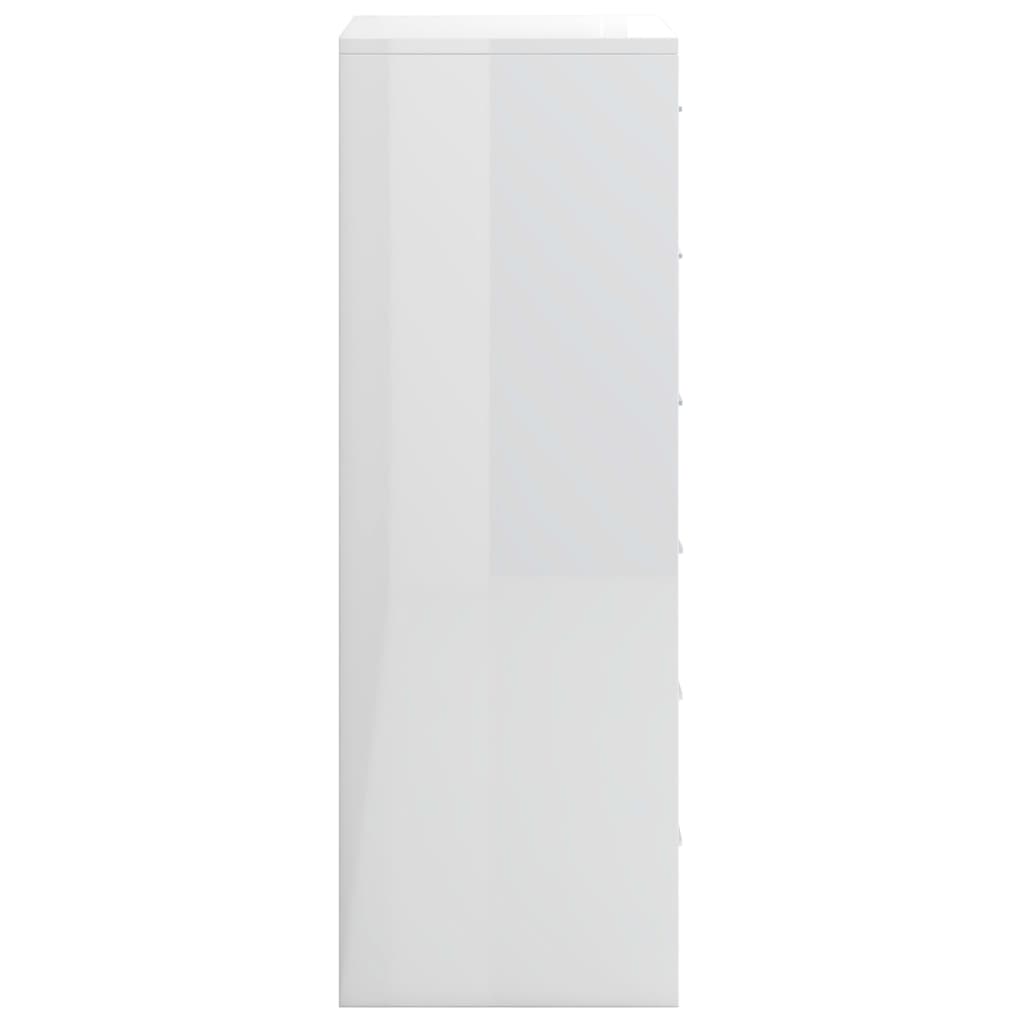 vidaXL 6 Çekmeceli Şifonyer Parlak Beyaz 50x34x96 cm Sunta