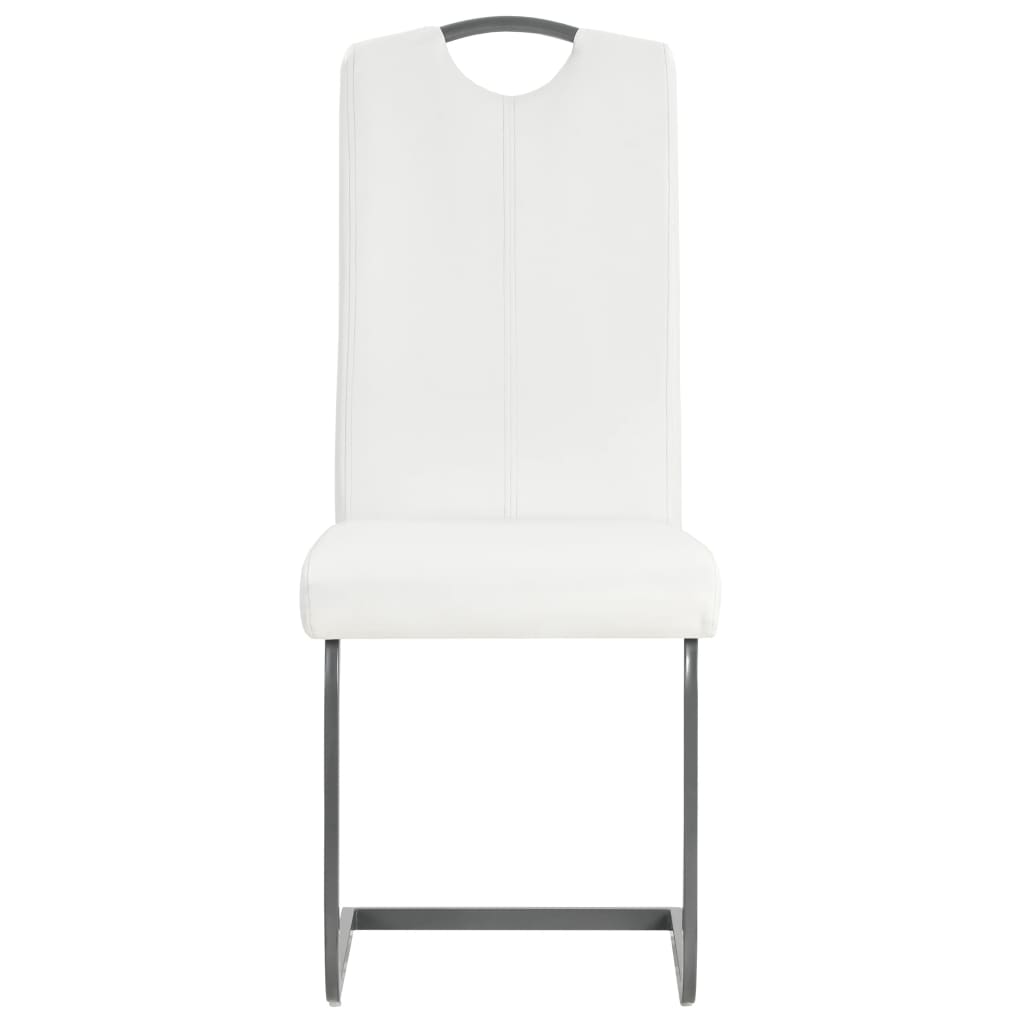 vidaXL U Ayaklı Yemek Sandalyesi 2 Adet Beyaz Suni Deri