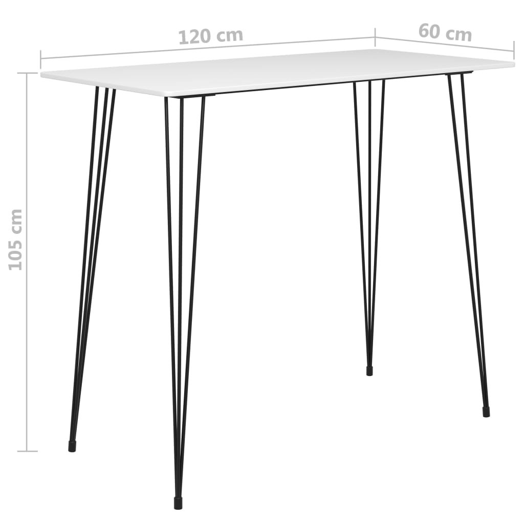 vidaXL Bar Masası Beyaz 120x60x105 cm