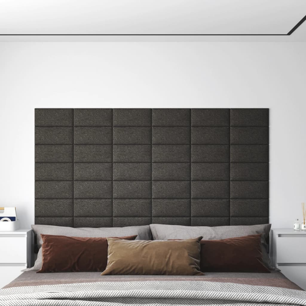 vidaXL Duvar Paneli 12 adet Koyu Gri 30x15 cm Kumaş 0,54 m²