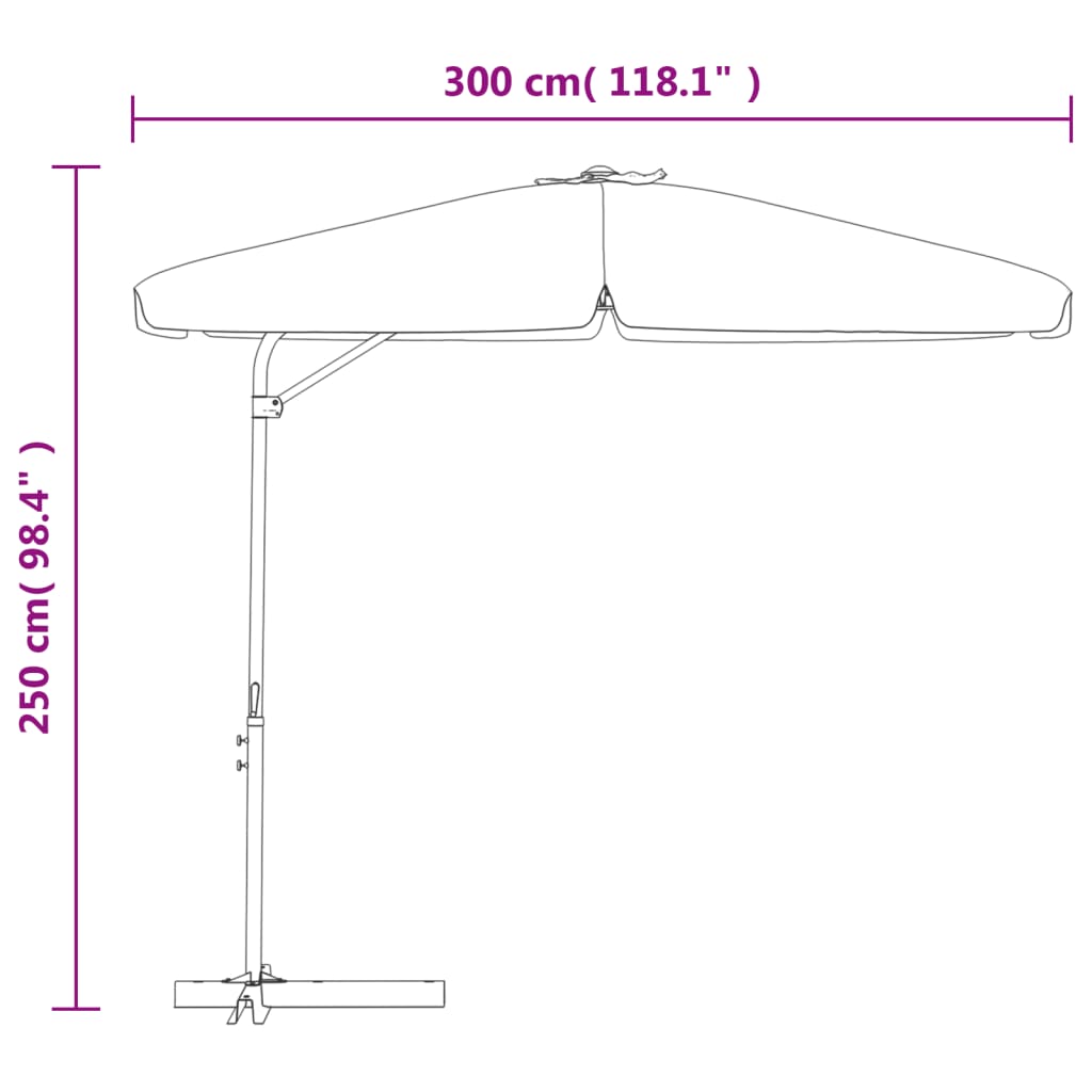 vidaXL Çelik Direkli Güneş Şemsiyesi Kum Beyazı 300 cm