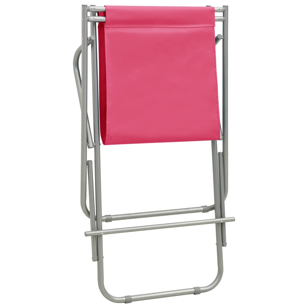 vidaXL Ayarlı Şezlong Sandalye 2 Adet Pembe Çelik